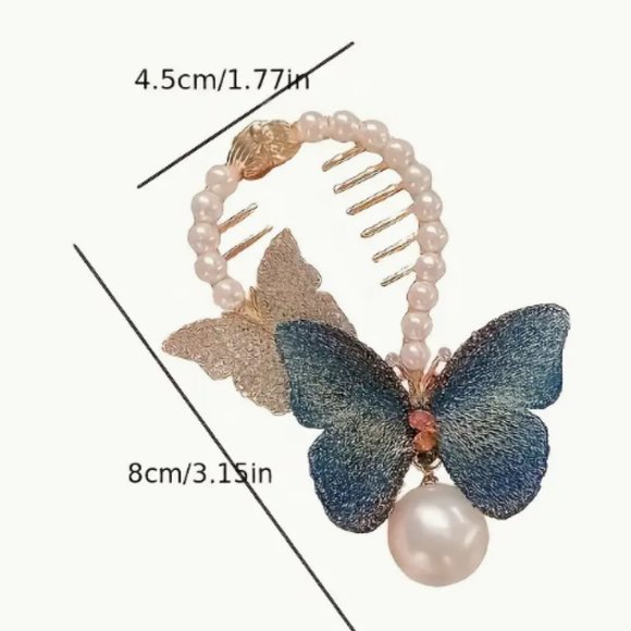 SPARKLING BUTTERFLIES & PEARLS BUN WRAP in Lilac and Gold - Picture 2 of 2